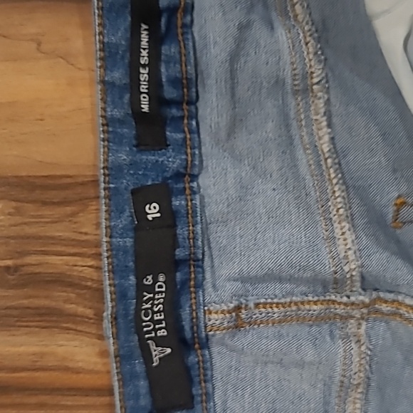 Lucky & Blessed Blue Boyfriend Distressed Jeans - Picture 3 of 3